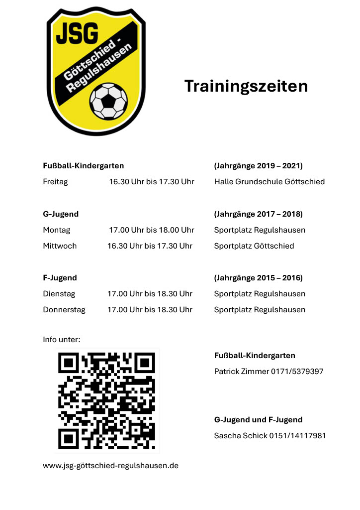 Aktuelle Trainingszeiten